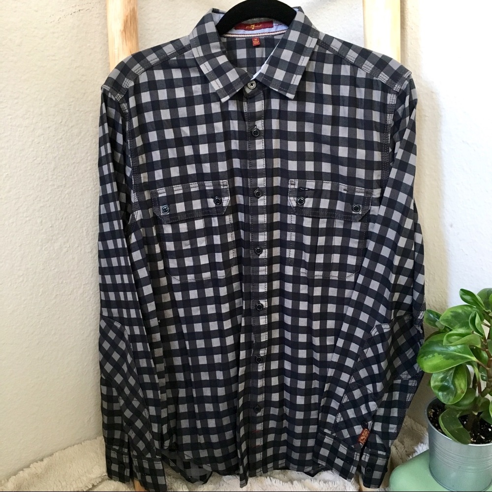 7 For All Mankind Checked Button Down Shirt
